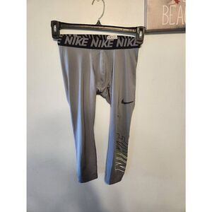 Nike Pro Mens L Elastic Waist Activewear Cropped Leggings Gray